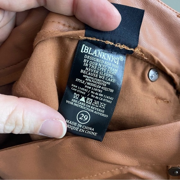 Blank NYC Baxter Ribcage Straight Leg Vegan Faux Leather Pants 29 Carmel Tan - Picture 9 of 13